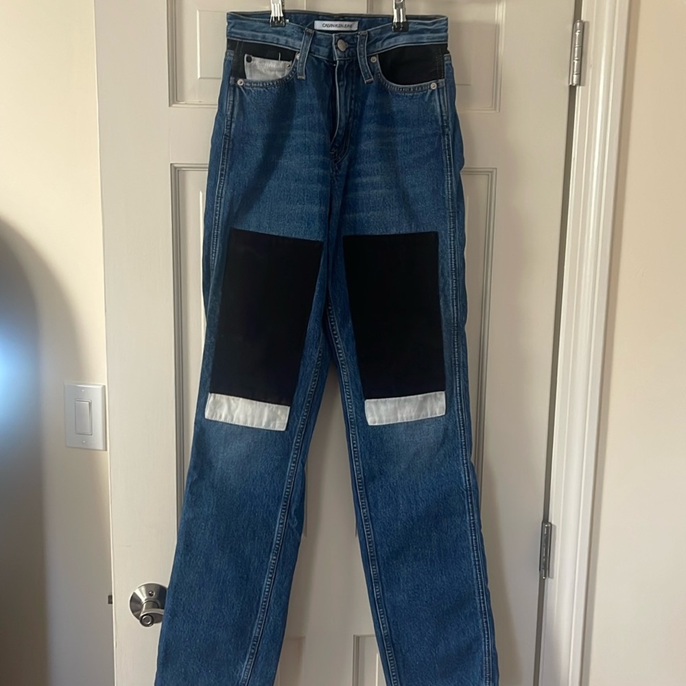 Calvin Klein High Rise Patchwork Jeans Size 25